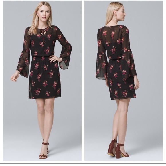 White House Black Market Dresses & Skirts - WHBM Bell-Sleeve Floral Printed Soft Dress XL